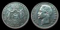 Pièce de 5 francs Napoléon III type tête nue